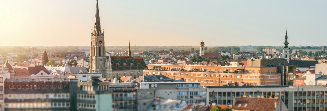 Cityscape showing the skyline of Novi Sad in Serbia